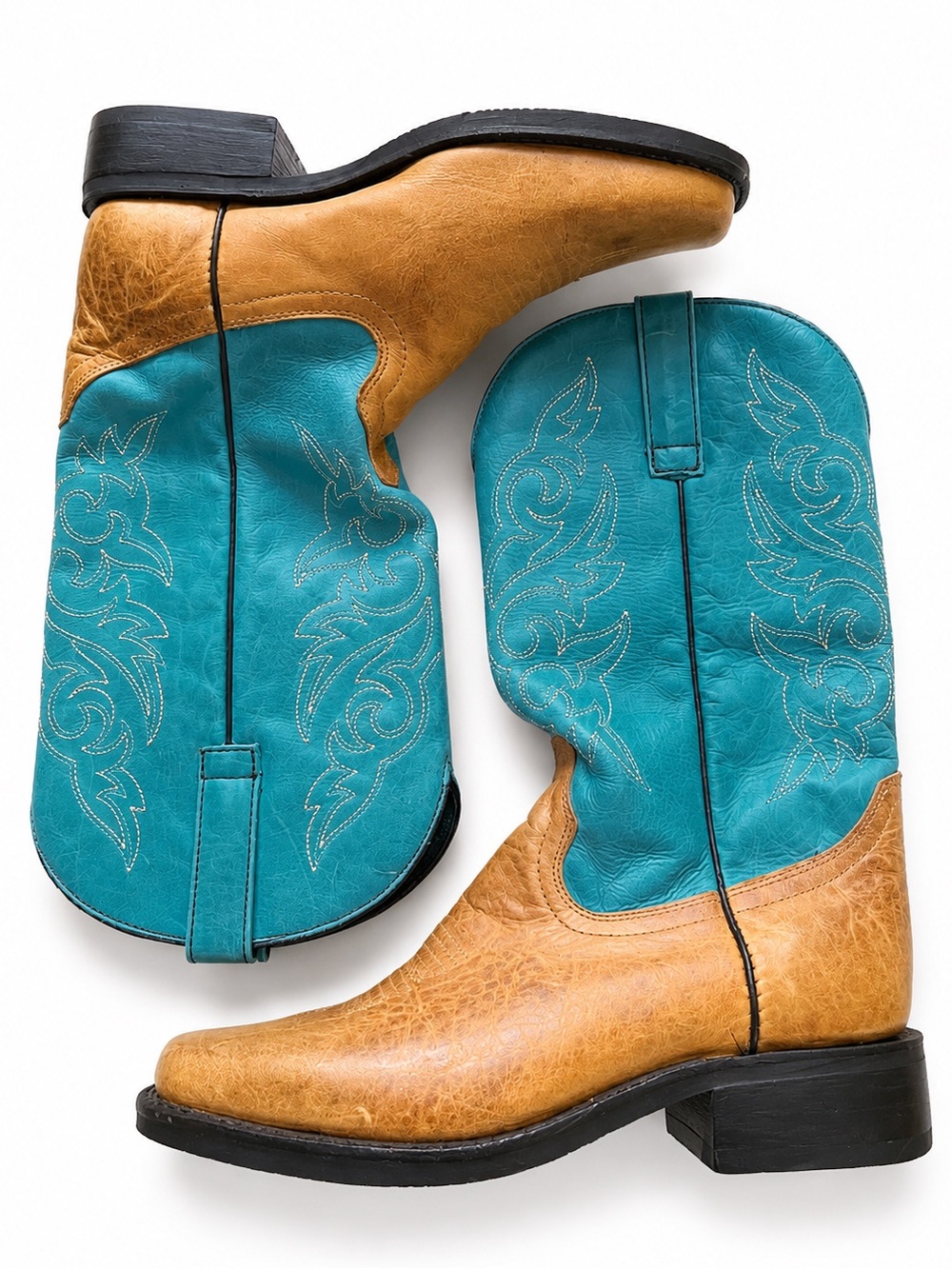 NWT Masterson Cowboy‎ Boots Turquoise Brown Leather Western Boots Size 10M
